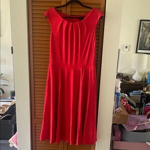 Red Eyelet Fit-and-Flare Dress